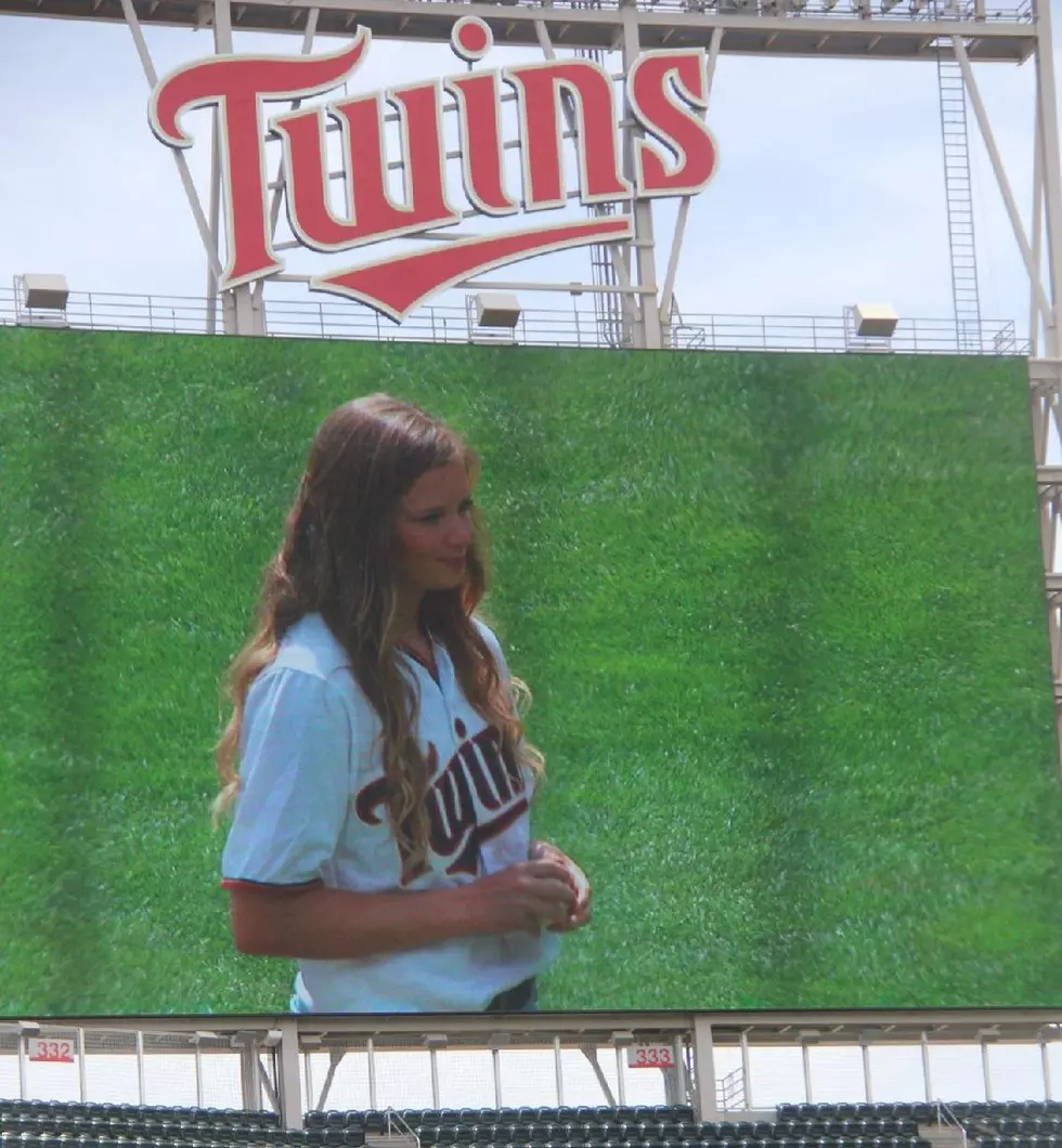 Faribault Pitcher Armbruster Throws Out First Pitch at Twins Game